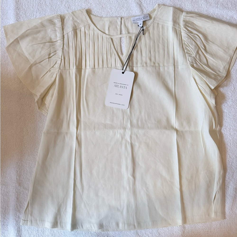 S’Edge Cream Short Sleeve Blouse